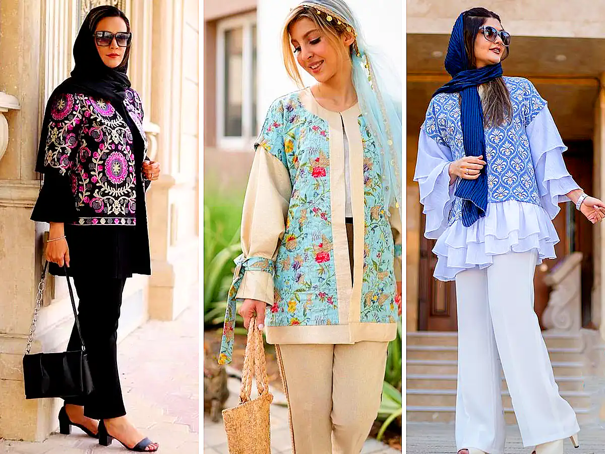 مانتو کوتاه تابستانه کوکدوزی زیگزاگی