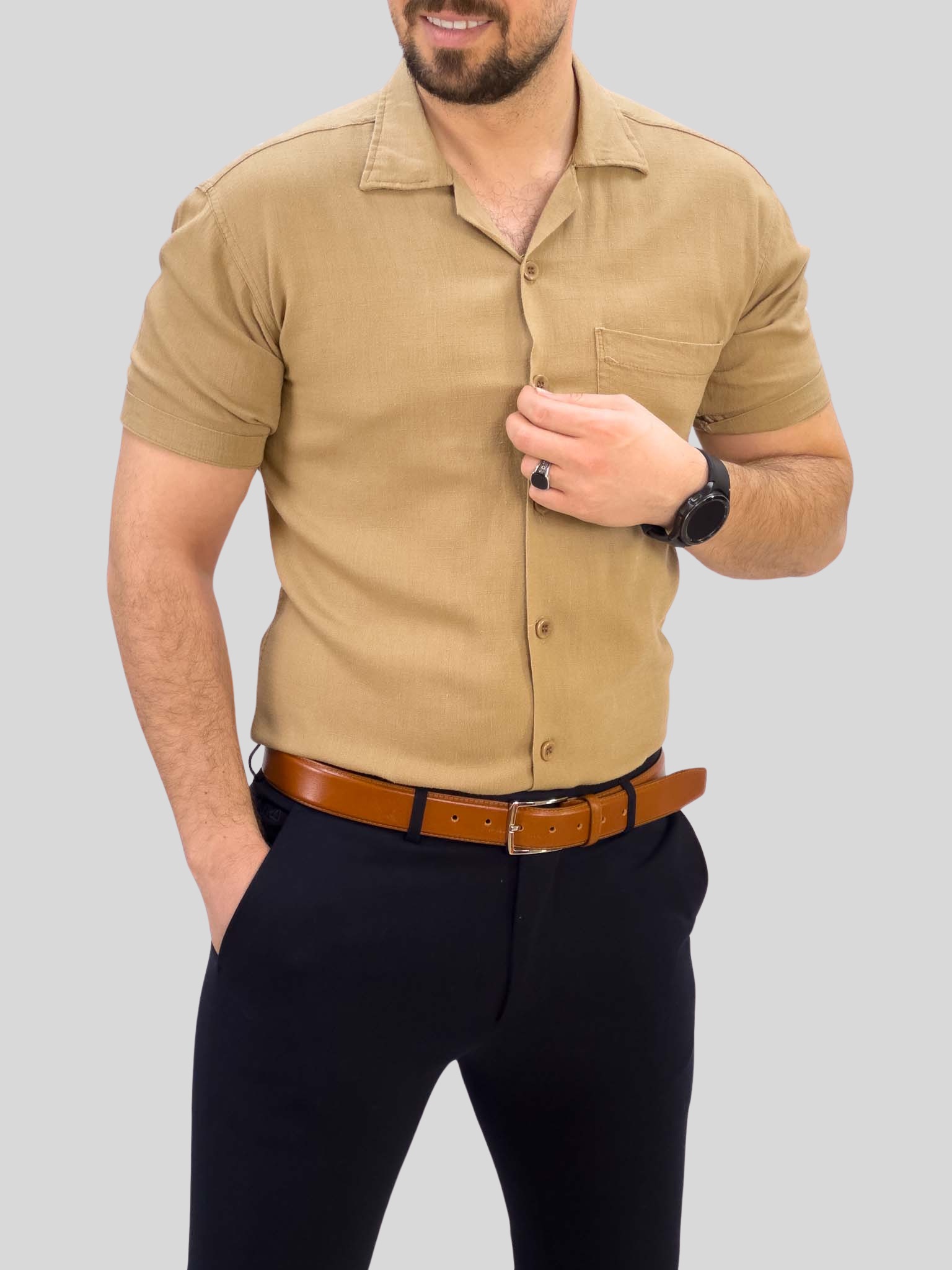 ترکیب رنگ بژ در لباس مردانه
