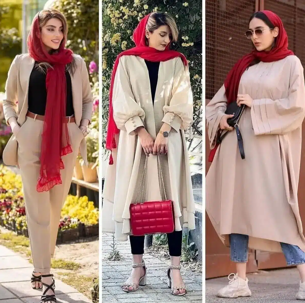 ست رنگ کرم با قرمز