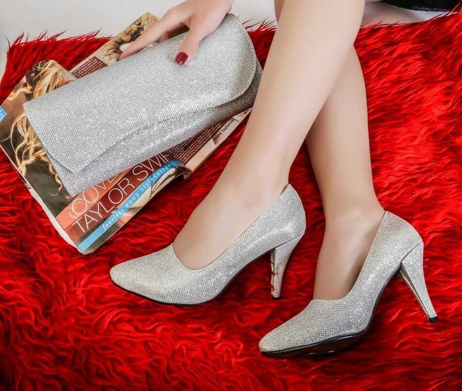 کیف و کفش نقره ای مجلسی